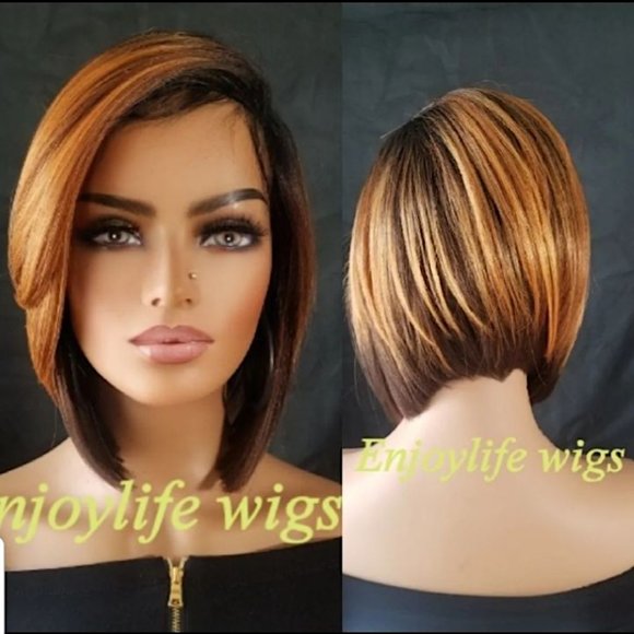 Burnt orange celebrity sexy brown bob non lace natural looking